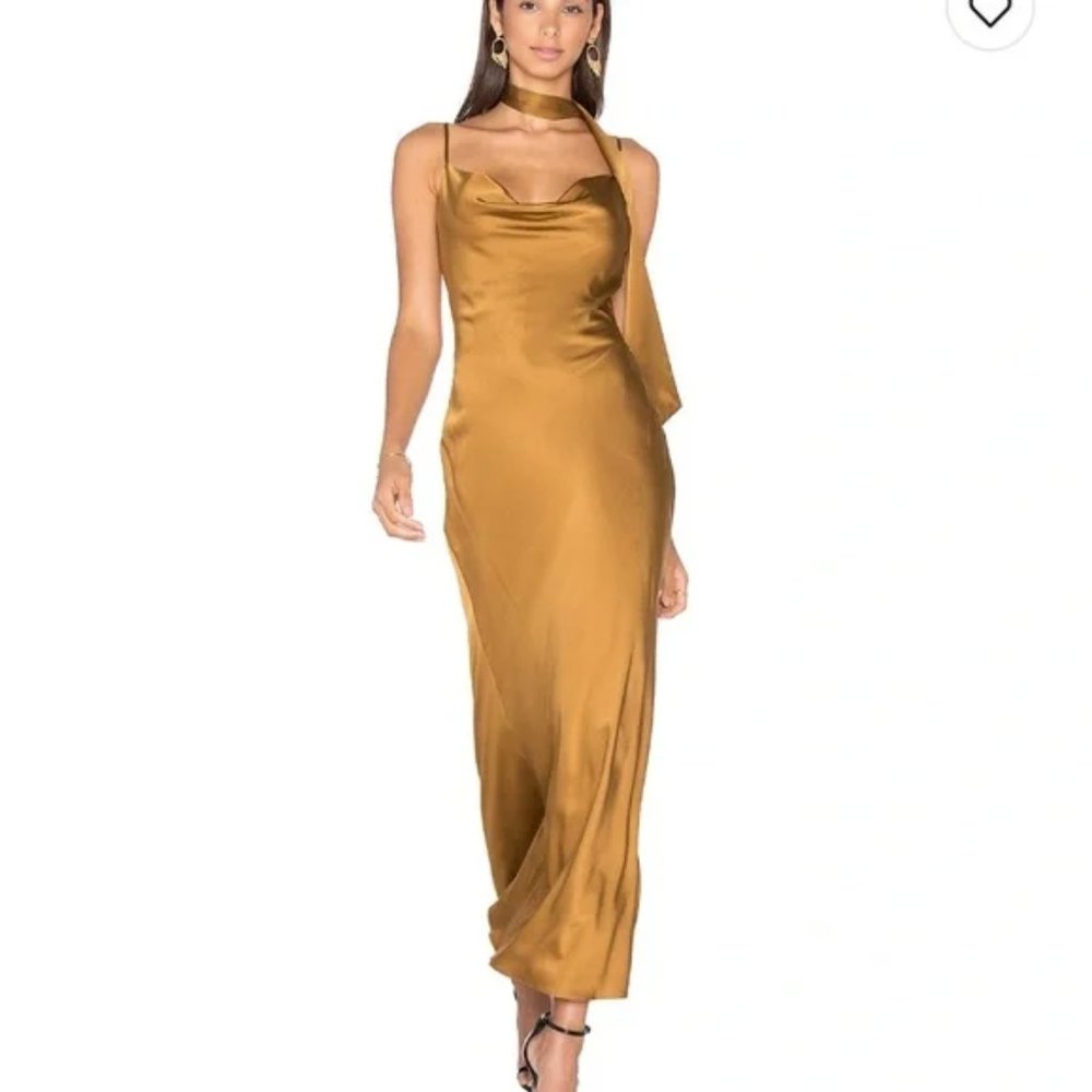 LPA DRESS 39 TOFFEE SIZE XS Silk Satin Slip Dress